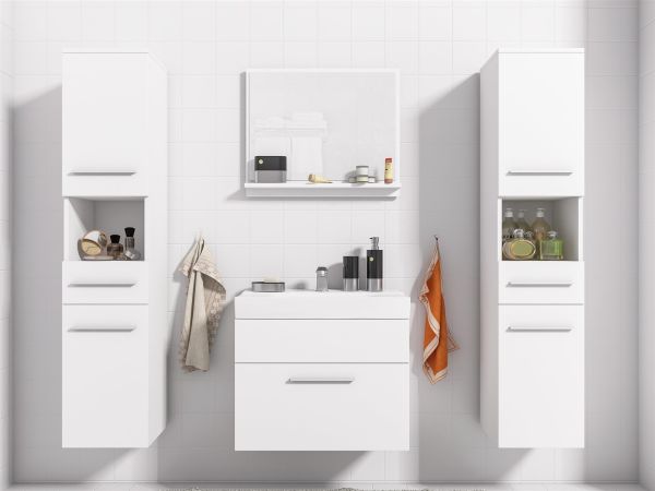 Badmöbel Set 5-Tlg Weiss matt LIVO XL inkl.Waschtisch