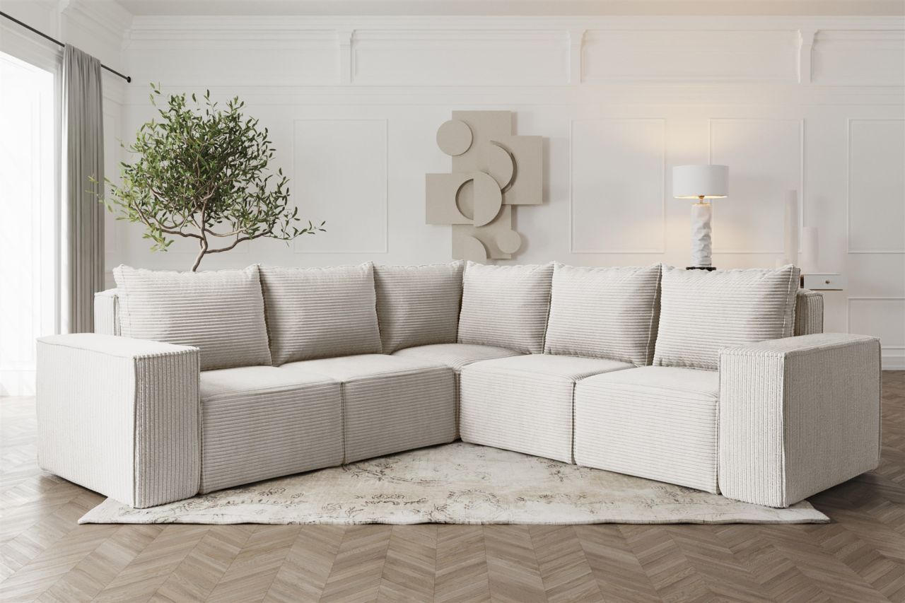 Ecksofa ersofa ESTELLE in Stoff Poso Creme Seite Universal