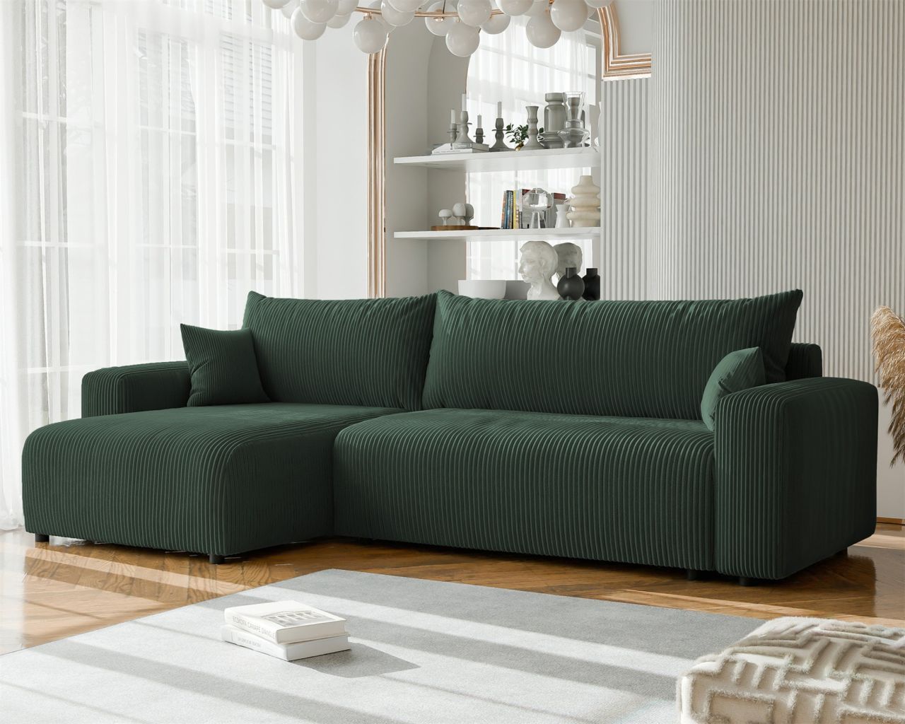 Fun Möbel Grün Ecksofa Mit Schlaffunktion Luna Max In Stoff Poso Ottomane Links