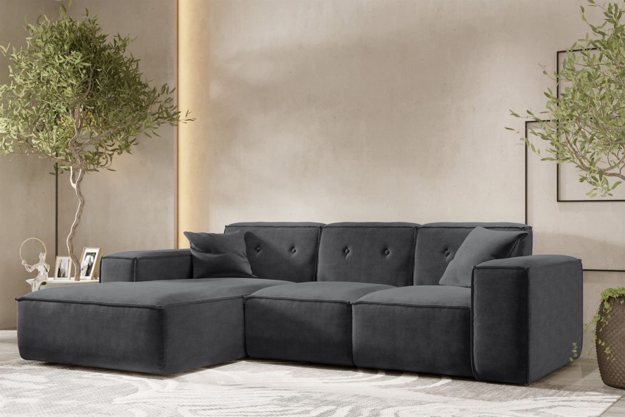 Ecksofa ersofa CESINA Stoff Perfect Harmony Anthrazit Ottomane Links