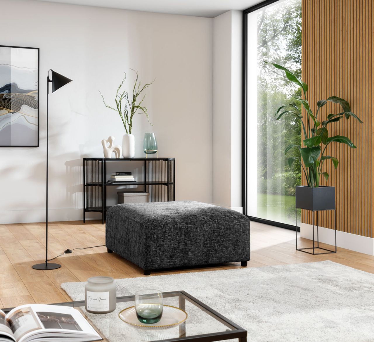 Polsterhocker erhocker ROMY in Stoff Enjoy Me Schwarz