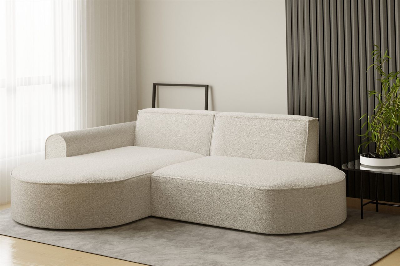 Ecksofa ersofa BONDY in Stoff Ascot Creme Ottomane Links