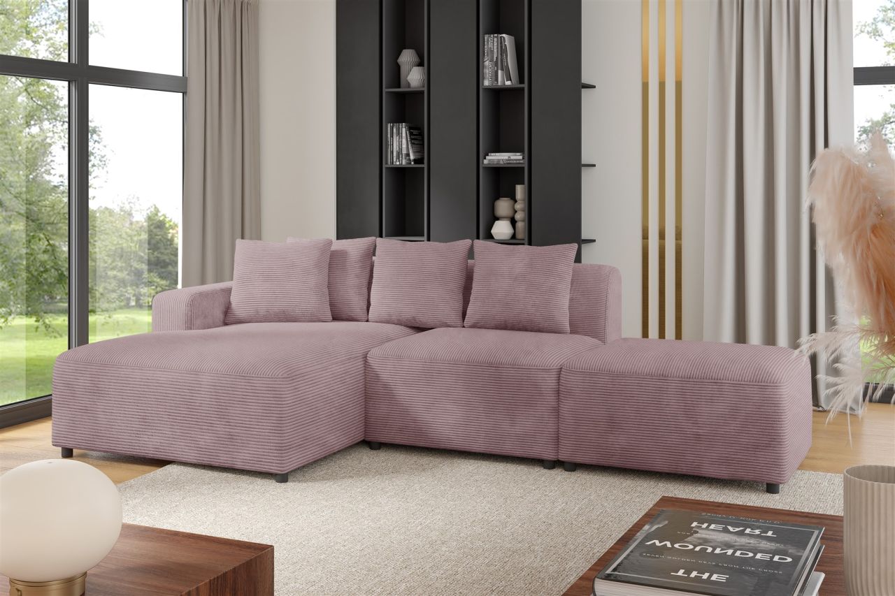 Ecksofa ersofa MEGAN XS inkl. Hocker Stoff Poso Altrosa Ottomane Links