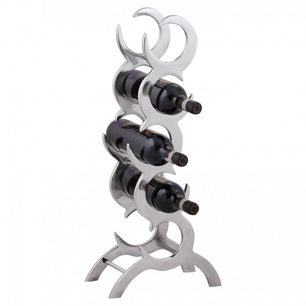 Weinregal Design 65 cm für 5 Flaschen Aluminium Silber