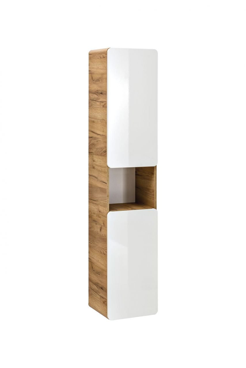 Badezimmer Hängeschrank 175x35x32 cm FERMO Weiss Hochglanz