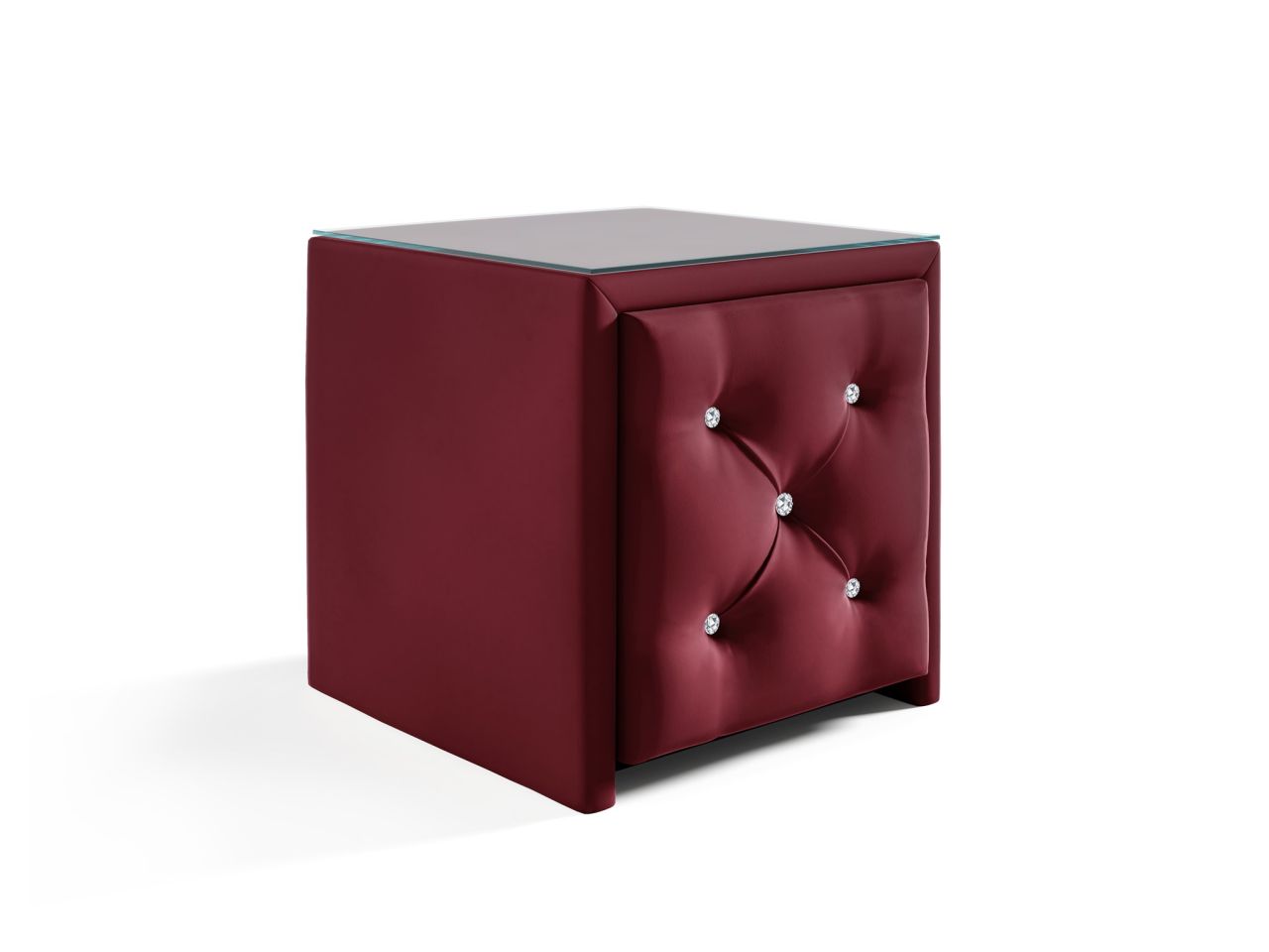 Nachttisch Nachtkonsole SEVRA 50x50cm in Stoff Elisa Velvet Bordeauxrot