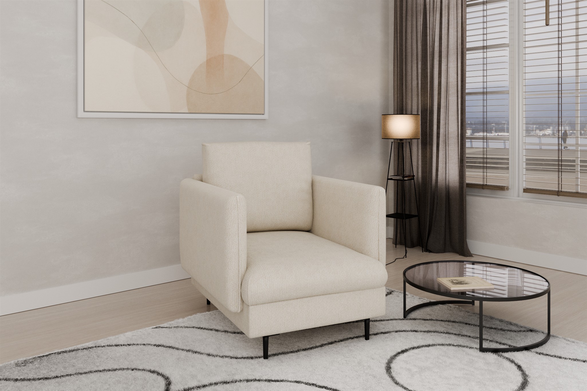 Sessel Designersessel HELMER Stoff Vibe Creme | Sessel | Polstermöbel