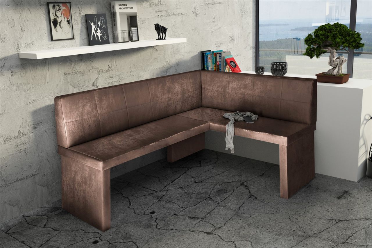 Eckbank Bank Küchenbank 168 x 128 cm -ROBIN L -Vintage Braun