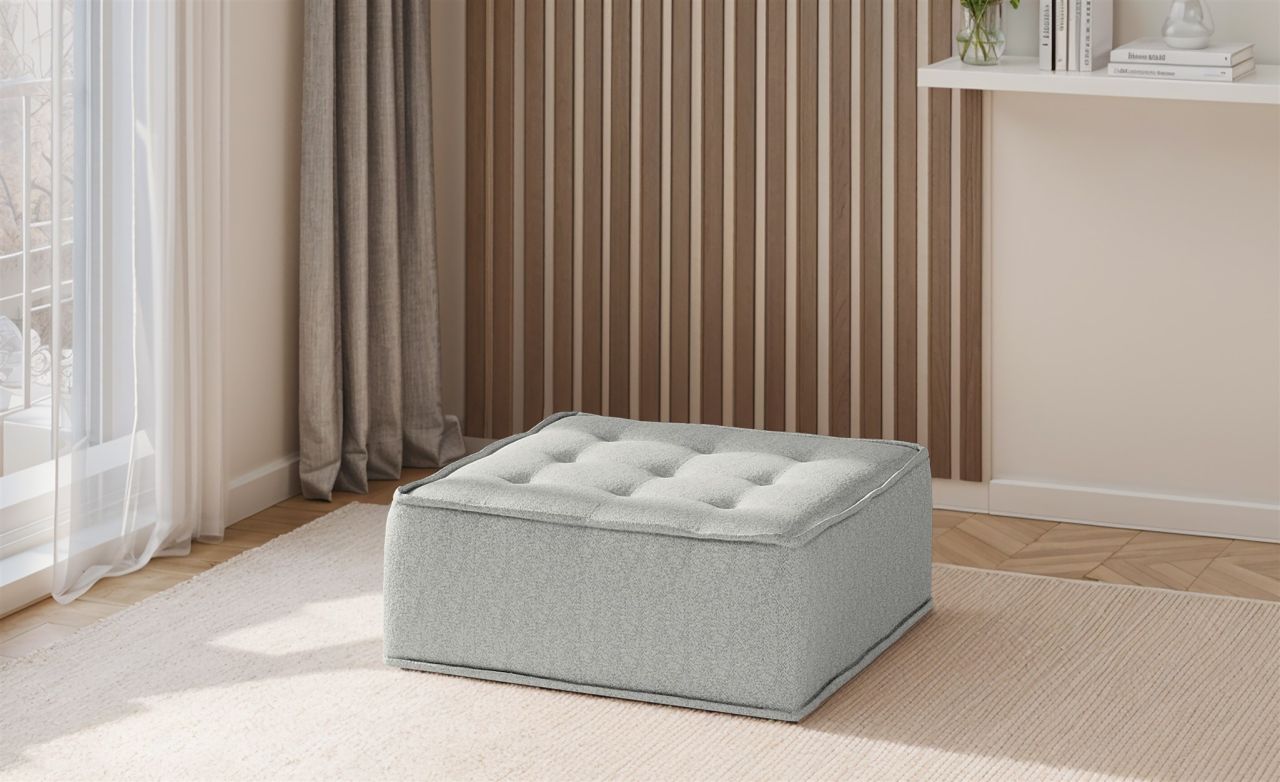 Polsterhocker Modul SANDE Stoff Alpine Hellgrau