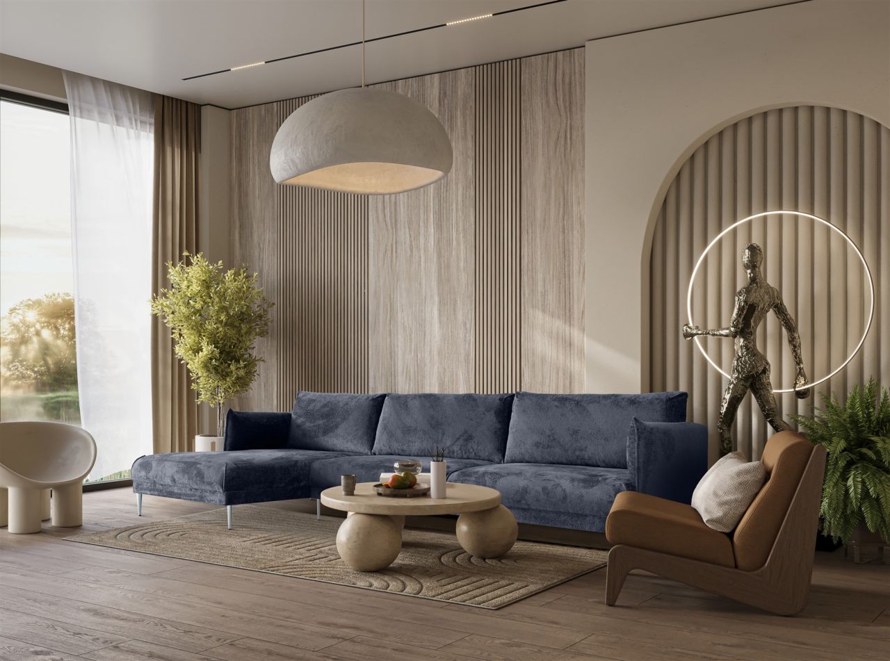 Ecksofa ersofa MADISON XL Stoff Tender Way Blau Ottomane Links