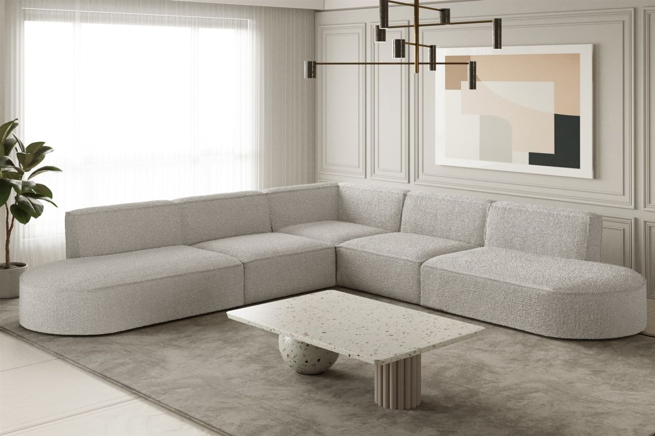 Ecksofa ersofa PALMA Stoff Ascot Pearl Universal