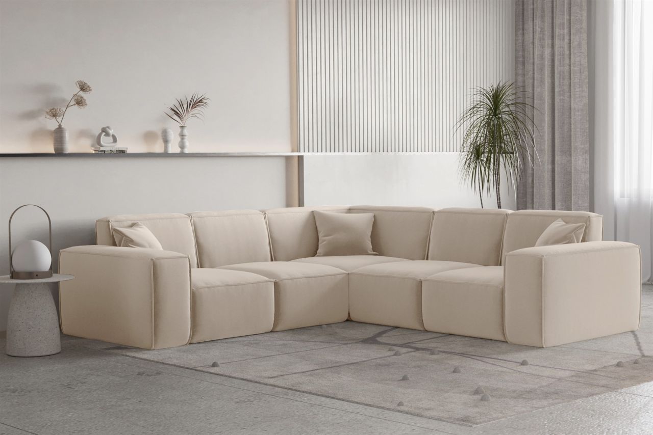Ecksofa ersofa CELES PREMIUM in Stoff Opera Velvet Sand Seite Universal