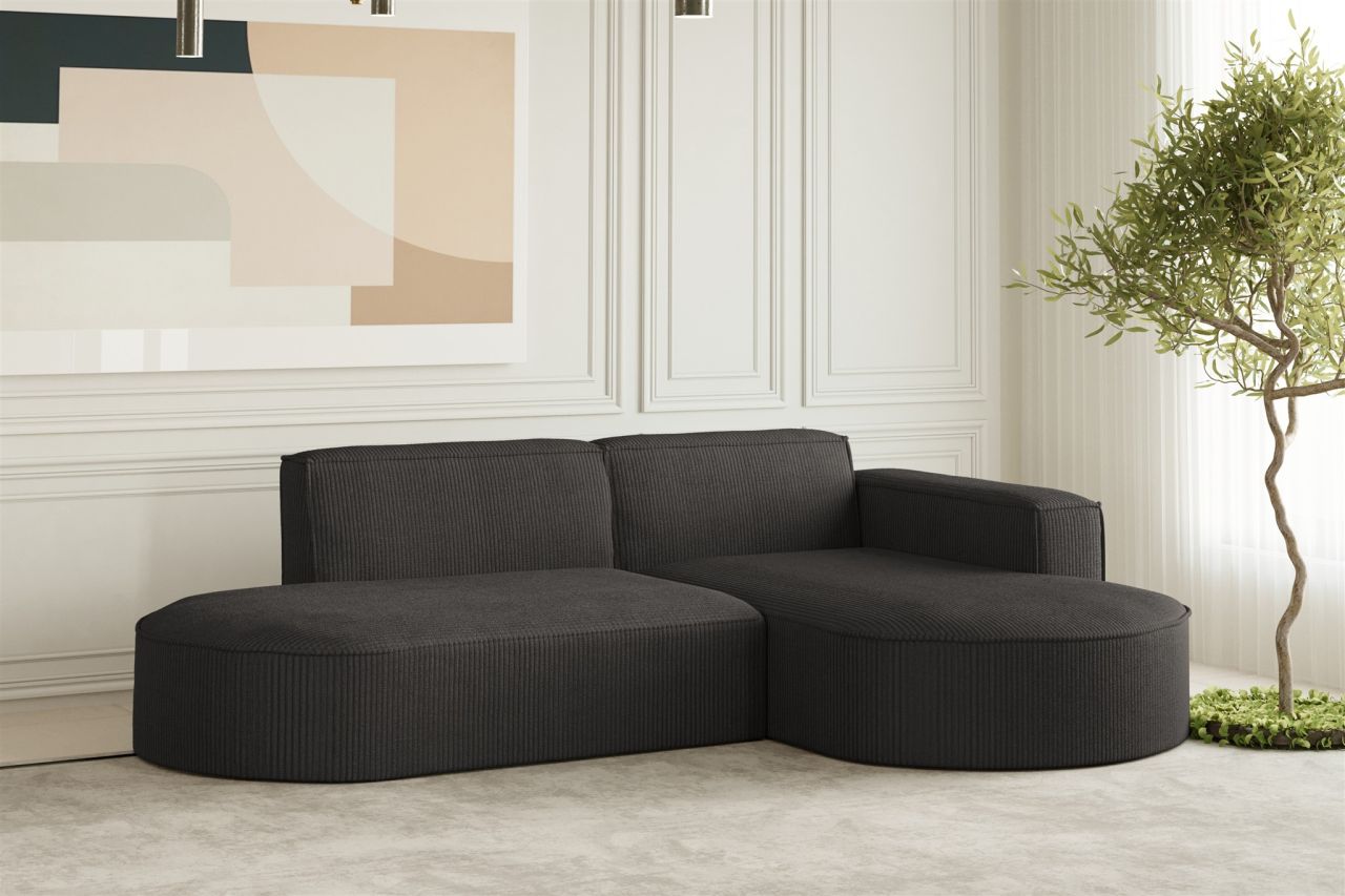 Ecksofa ersofa PALMA XS in Stoff Scala Anthrazit Ottomane Rechts