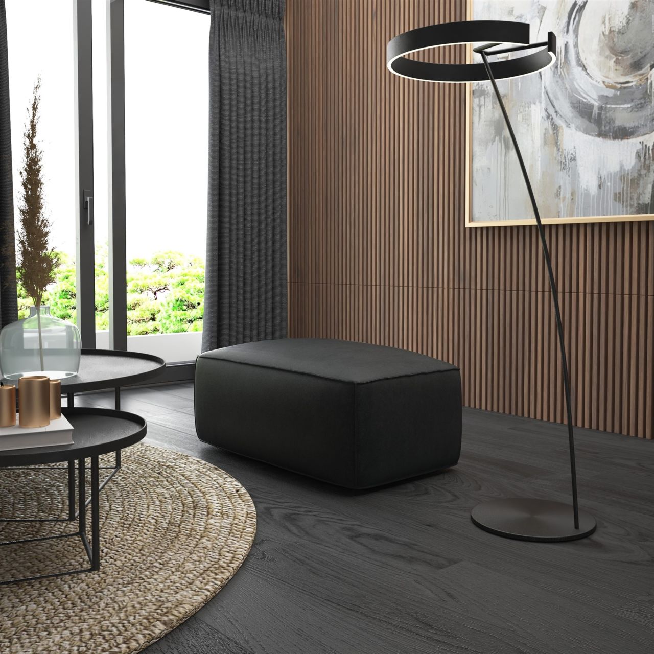 Polsterhocker erhocker Hocker HELMER in Stoff Pola Anthrazit