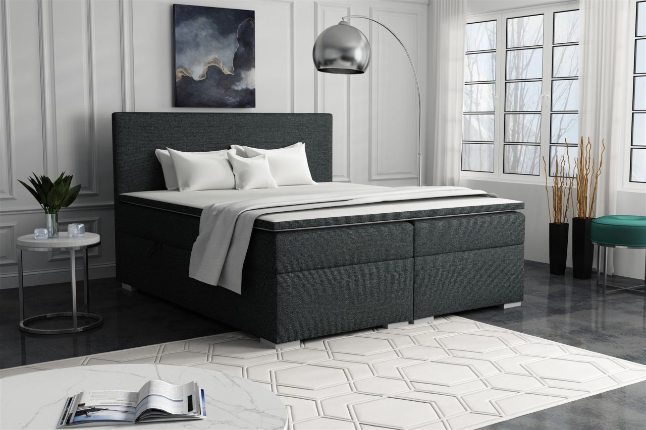 Boxspringbett Schlafzimmerbett SOREL 200x200cm Stoff Inari Dunkelgrau
