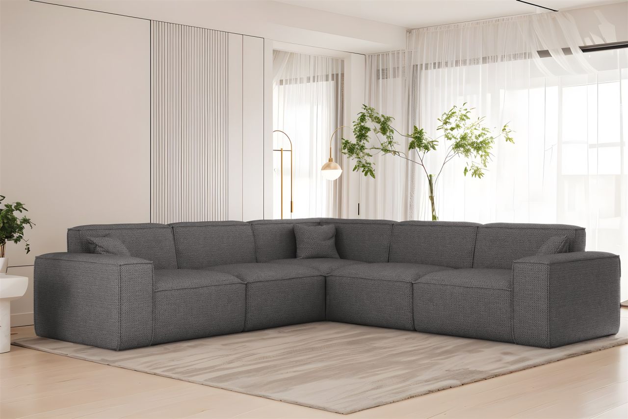 Ecksofa ersofa CELES PREMIUM in Stoff Artico Grau Seite Universal