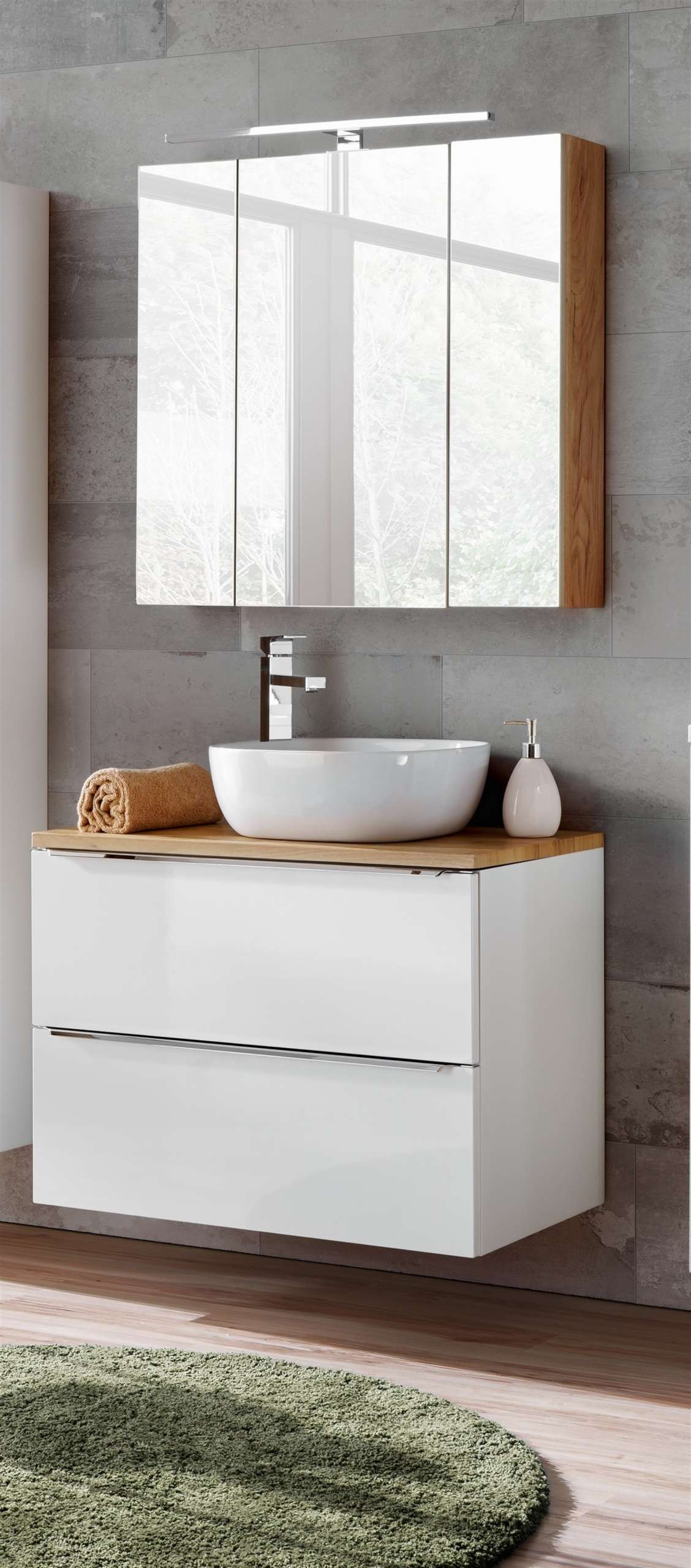 Badmöbel Set 3-tlg Badezimmerset PERUGIA Weiss ohne Waschbecken 60cm | Badmöbel-Sets | Badmöbel