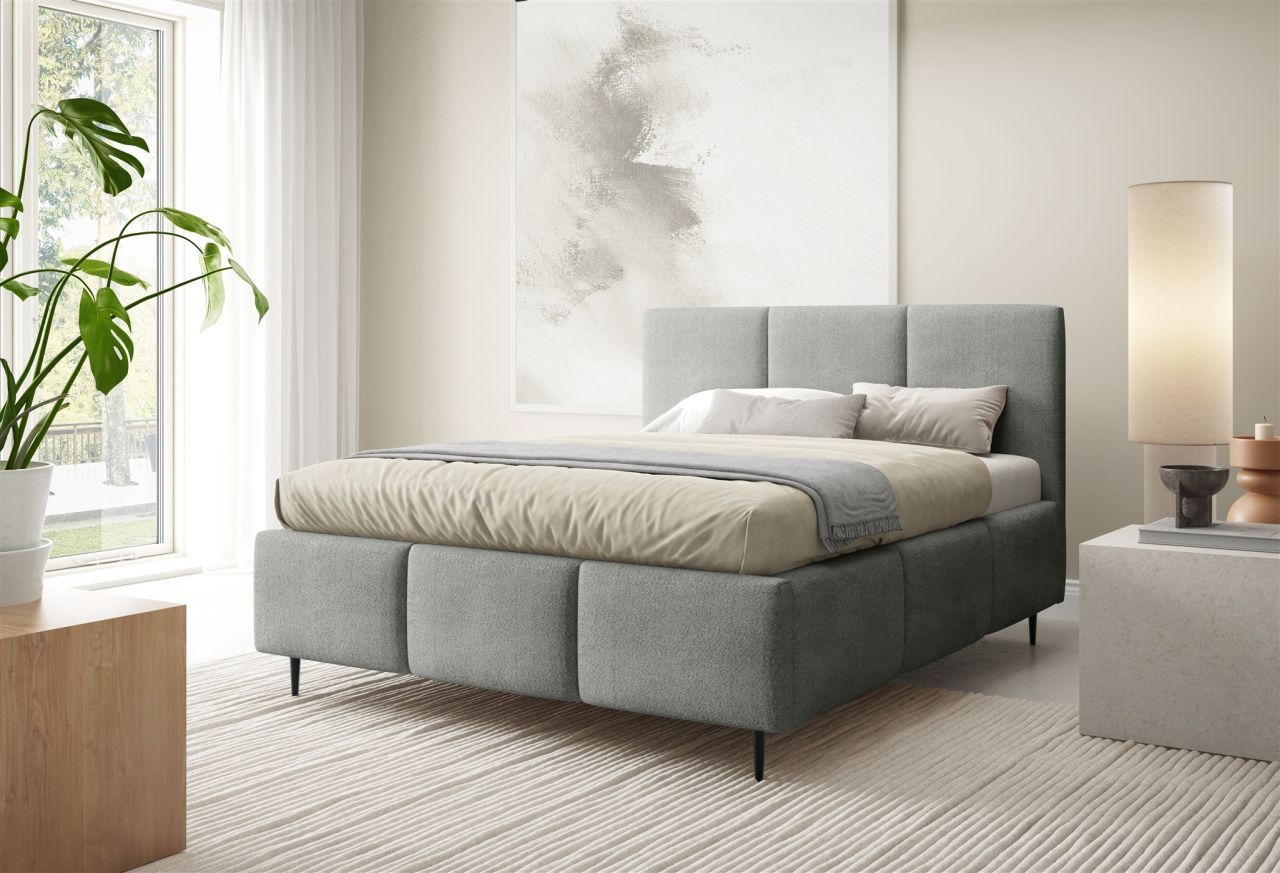 Polsterbett Schlafzimmerbett MIAMI 140x200cm in Stoff Coral Grau