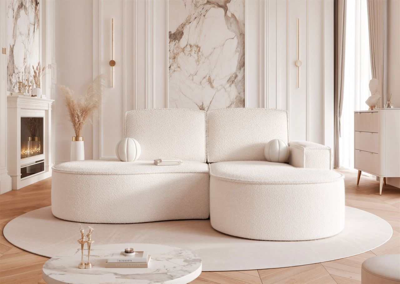 Ecksofa ersofa Sofa ARLET in Stoff Abriamo Creme Ottomane Rechts