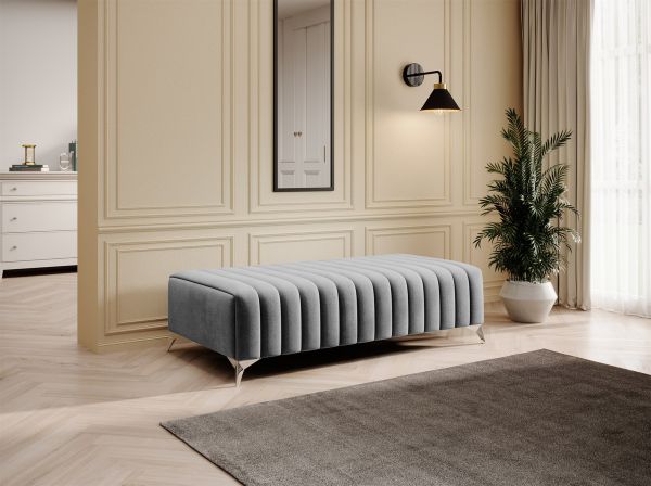 Polsterhocker Designerhocker Hocker ELENI Stoff Monolith Hellgrau