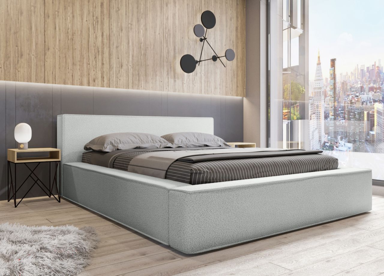 Polsterbett Doppelbett OMAHA 140x200cm in Stoff Now or Never Weiß