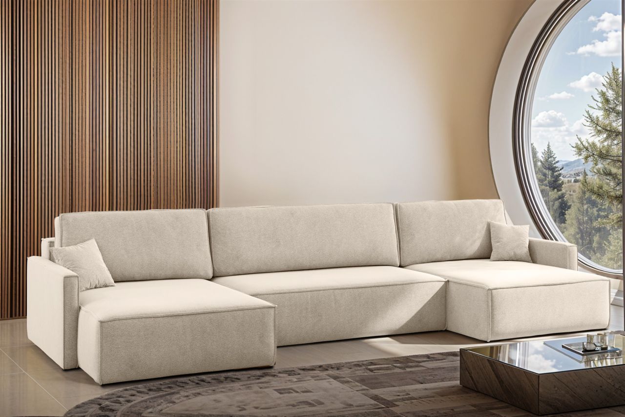 Wohnlandschaft mit Schlaffunktion Sofa LOUIS Stoff Salvador Beige