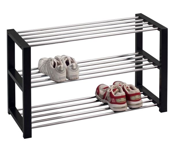 Schuhregal Schuhbank Regal - Run - Dekor Schwarz 80 x 50 cm