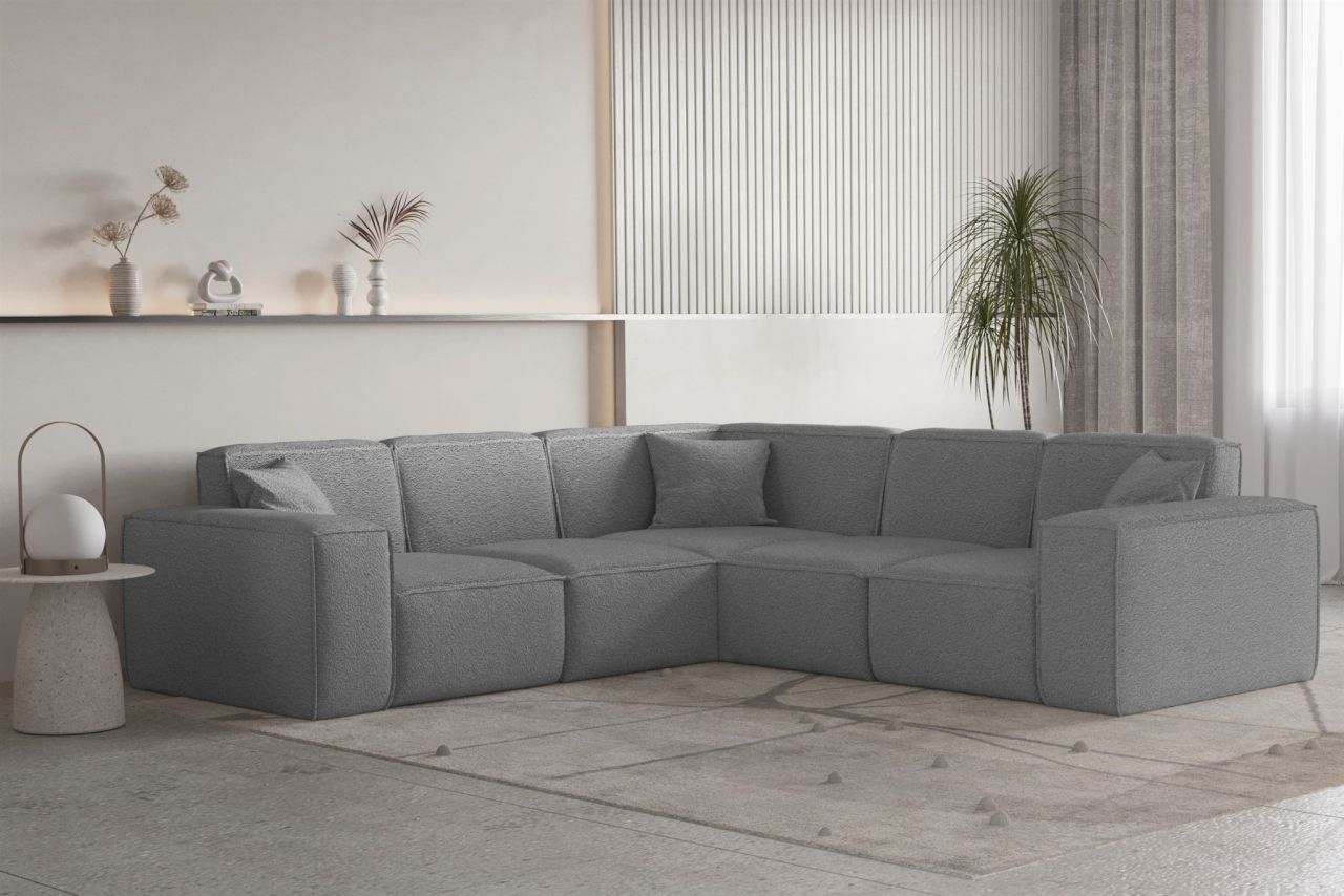Ecksofa ersofa CELES PREMIUM Stoff Ascot Bukla Grau Seite Universal