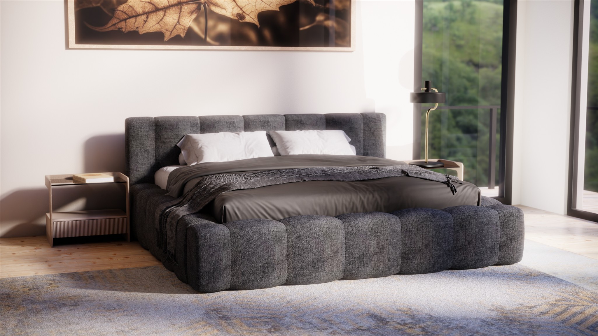 Polsterbett Doppelbett LIZETH 180x200cm Komplettset Stoff Perfect ...