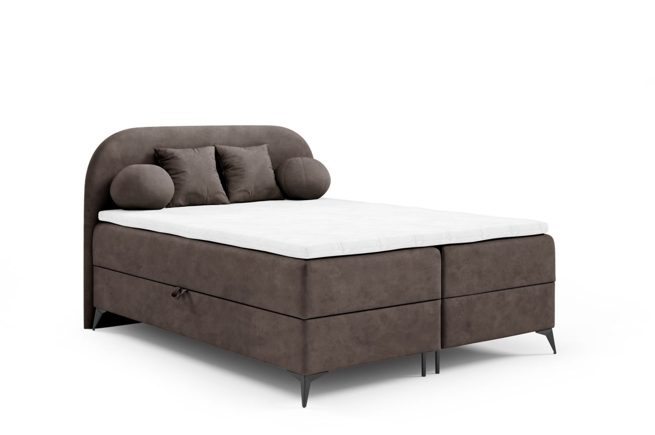 Boxspringbett Schlafzimmerbett GORGIA 140x200cm Stoff Jasmin Dunkelbraun