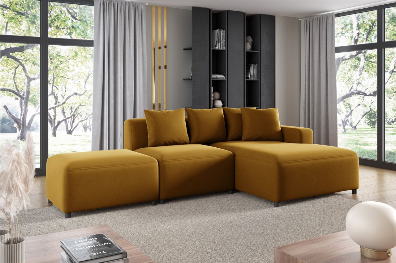 Ecksofa ersofa MEGAN XS inkl. Hocker Stoff Salvador Honiggelb Ottomane ...