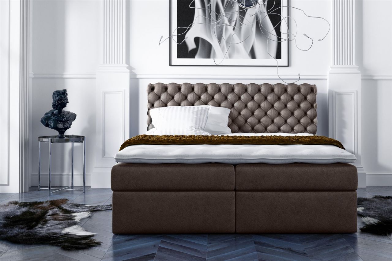 Boxspringbett Schlafzimmerbett PARINI 200x200cm Braun