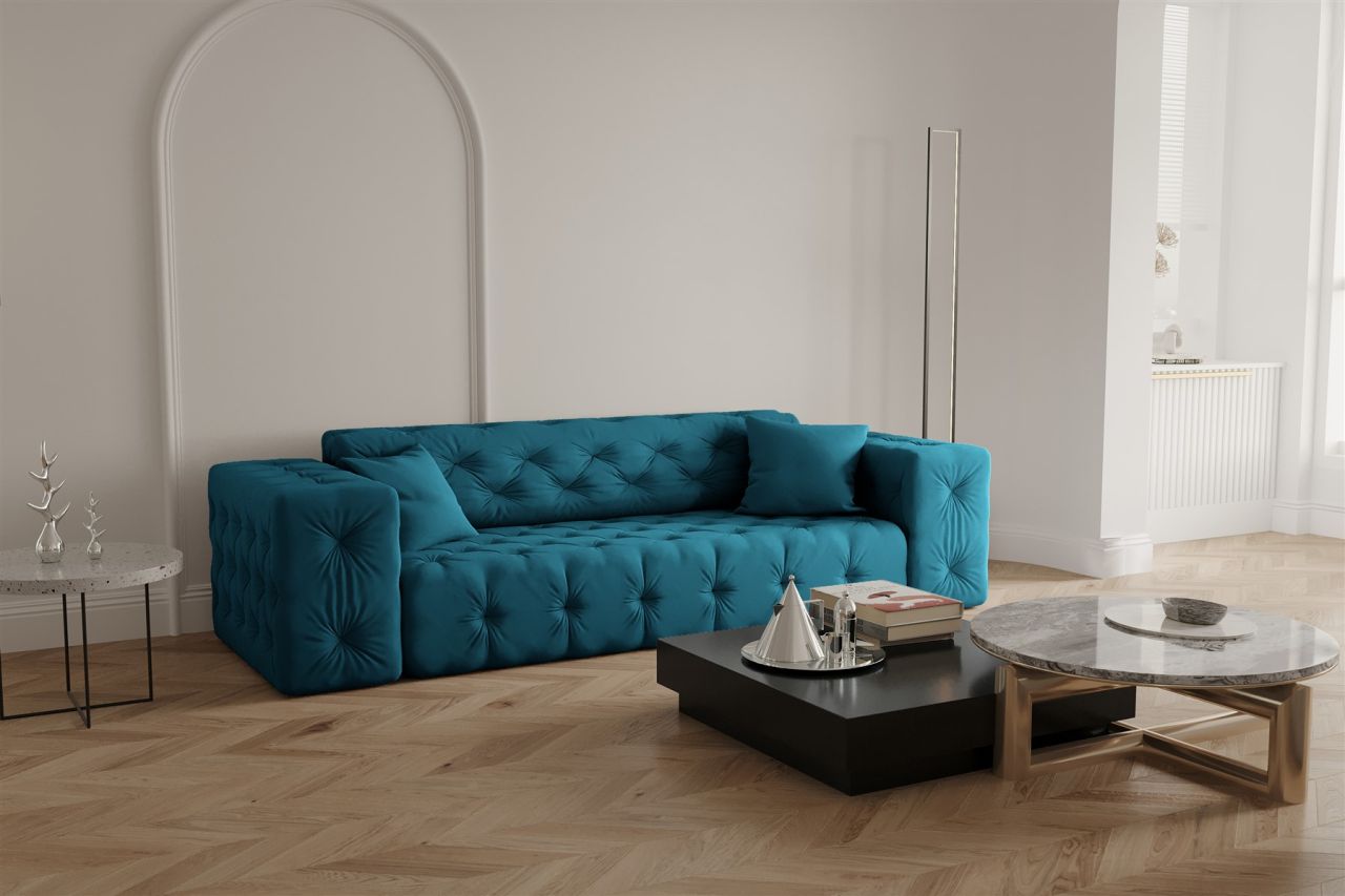 Sofa ersofa CHANTAL 3-Sitzer in Stoff Opera Velvet Ozeanblau