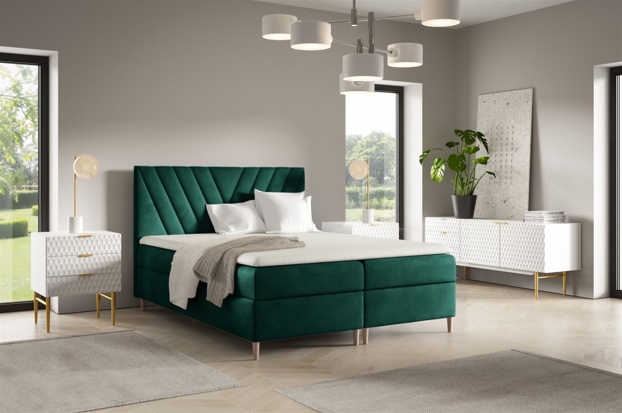 Boxspringbett Schlafzimmerbett ESPEN 120x200cm in Stoff Fresh Grün