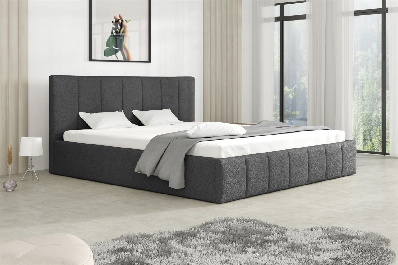 Polsterbett Doppelbett DETROIT 140x200cm Stoff Freya Grafit