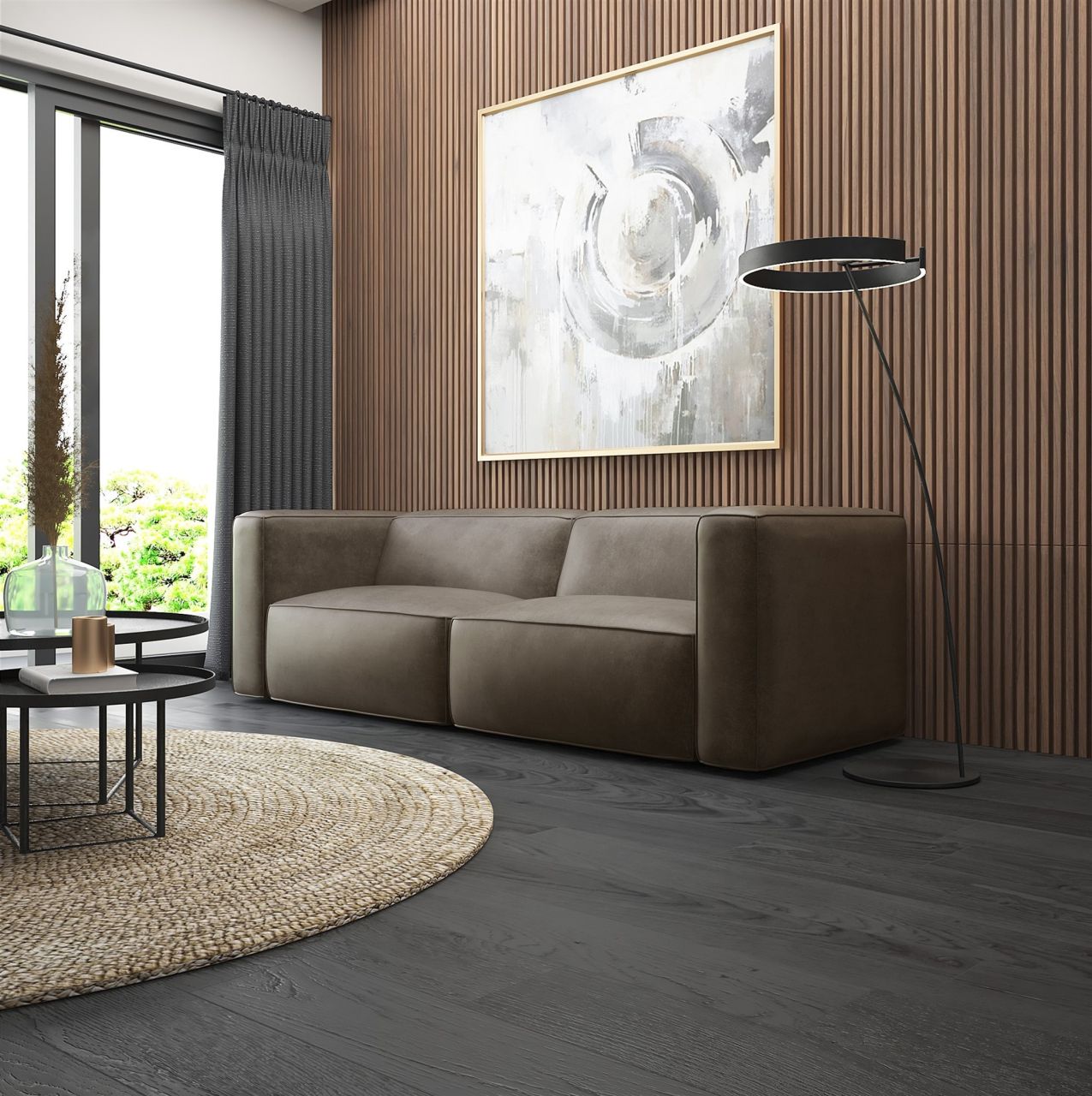 OUTLET Sofa ersofa HELMER 2-Sitzer in Stoff Pola Braun