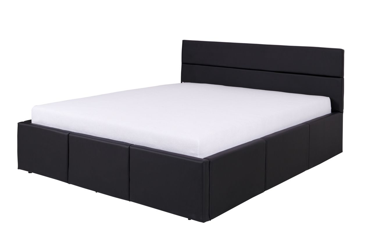 Polsterbett Bett Doppelbett LABRI Kunstleder Schwarz 160x200cm