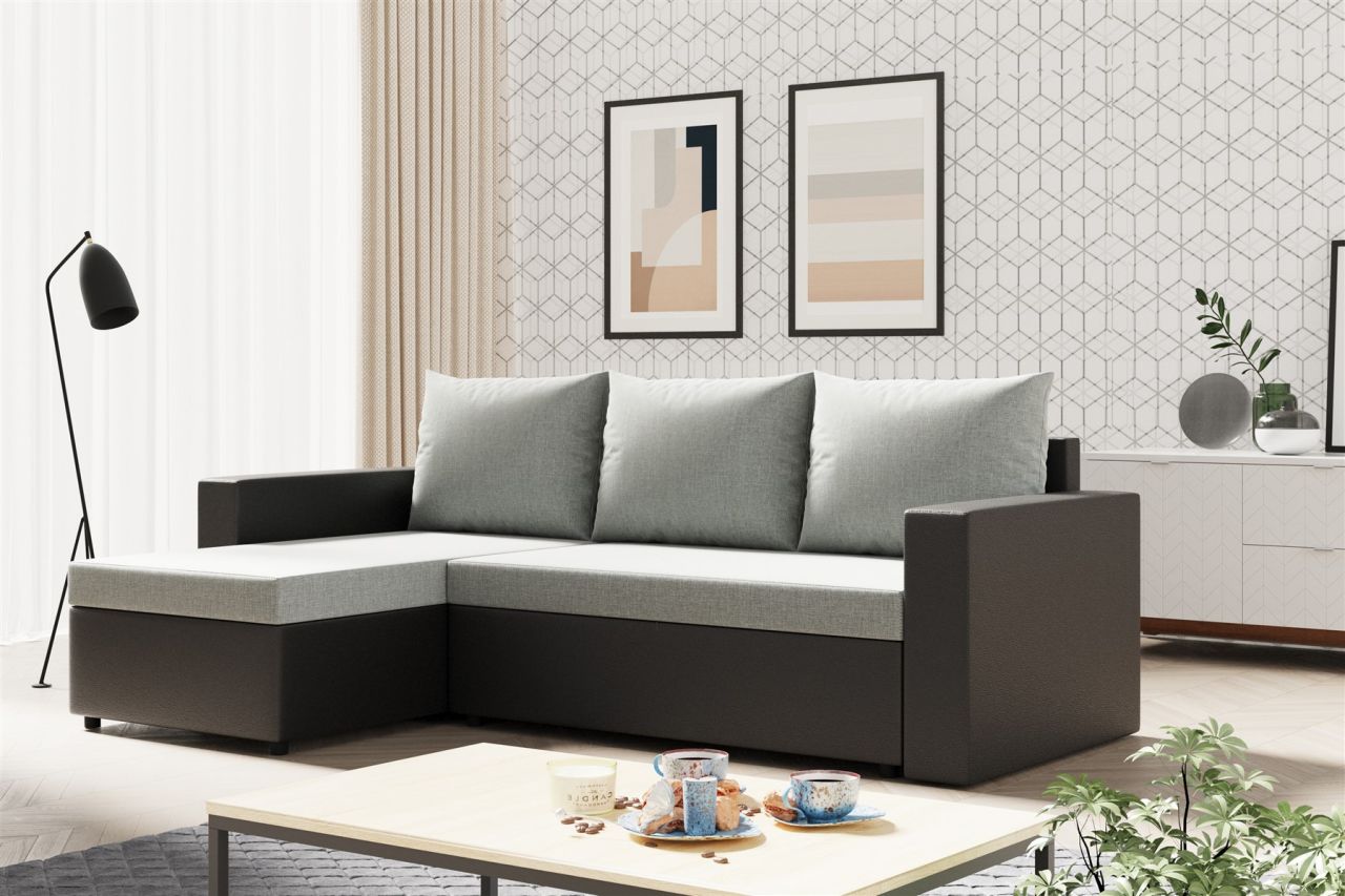 Ecksofa Sofa MERLE mit Schlaffunktion in div. Farbvarianten Ottomane Links