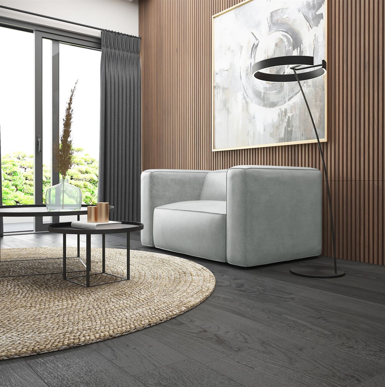 Sessel ersessel HELMER in Stoff Pola Silbergrau