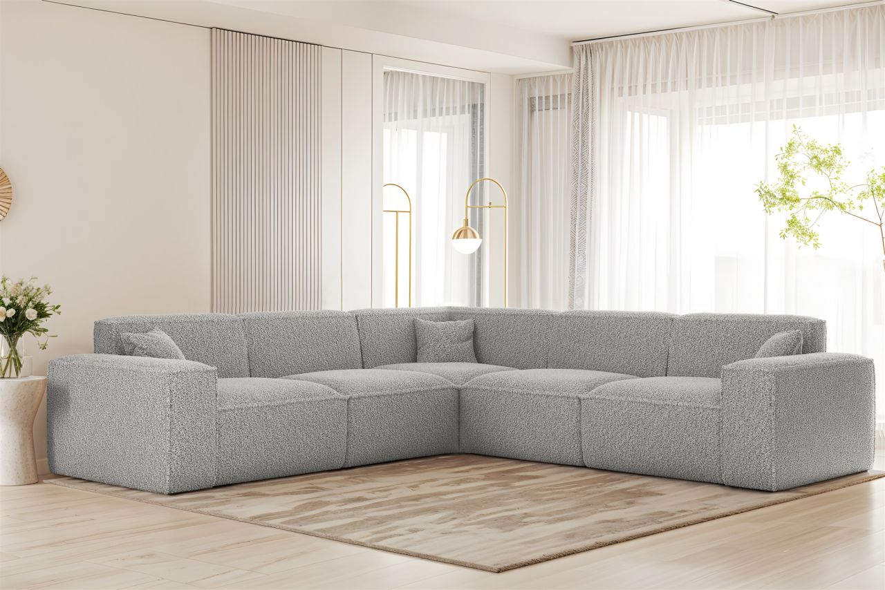 Ecksofa ersofa CELES PREMIUM in Stoff Sven Hellgrau Seite Universal