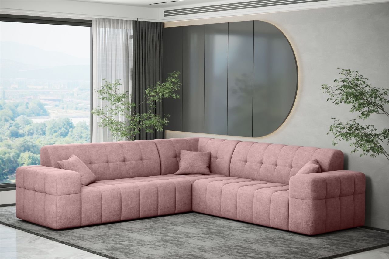Ecksofa ersofa NANCY in Stoff Perfekt Harmony Altrosa Seite Universal